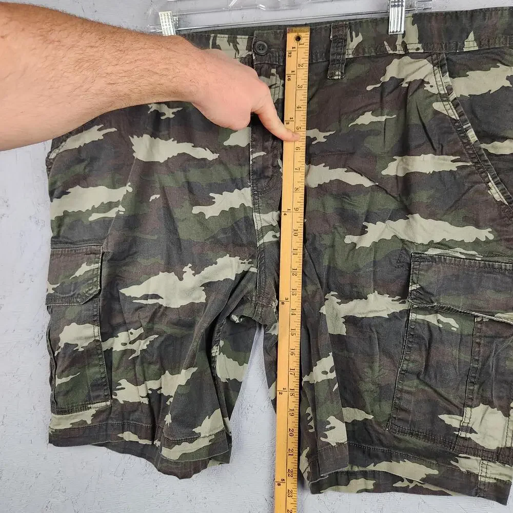 George Cargo Shorts Mens 46 Green Camo Stretch Big & Tall Army Pockets Casual